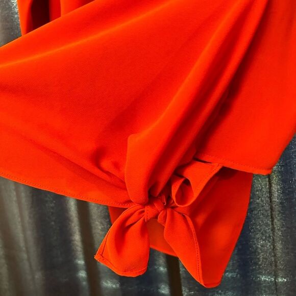 Chico’s Size 00 Asymmetrical Blouse Knot on bottom Left (0/2 US) Burnt Orange - Picture 6 of 7